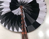 The Handmade Ankara Fan - Black and White Stripes Design