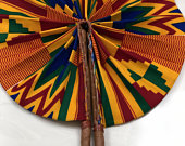 The Handmade Ankara Fan - Orange Geometric Ethnic Design