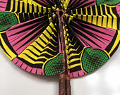 The Handmade Ankara Fan - Pink, Yellow and Green Design