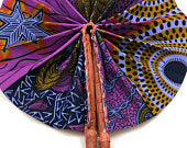 The Handmade Ankara Fan - Purple Mixed Print Design