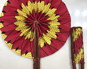The Handmade Ankara Fan -  Red and Yellow Design